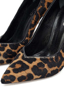 Woman Leopard High Thin-Heeled Leather Stiletto | Derimod Woman Leopard High Thin-Heeled Leather Stiletto | Derimod