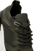 Derimod Zero Men's Green Laced Thick Soled Fabric Sneaker | Derimod Derimod Zero Men's Green Laced Thick Soled Fabric Sneaker | Derimod