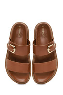 Women's Tan Buckled Slippers | Derimod Women's Tan Buckled Slippers | Derimod