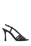 Kadın Siyah Bilekten Tokalı İnce Topuklu Deri Sandalet | Derimod Kadın Siyah Bilekten Tokalı İnce Topuklu Deri Sandalet | Derimod