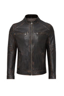 Kobe Men's Bronze Leather Jacket | Derimod Kobe Men's Bronze Leather Jacket | Derimod