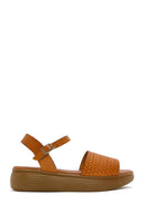 Women's Brown Ankle-Strap Braided Thick-Soled Leather Sandals | Derimod Women's Brown Ankle-Strap Braided Thick-Soled Leather Sandals | Derimod