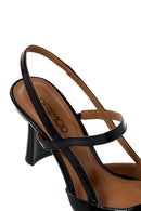 Women's Black Open-Back Heeled Leather Shoes | Derimod Women's Black Open-Back Heeled Leather Shoes | Derimod