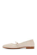 Women's Beige Strap Leather Ballerinas | Derimod Women's Beige Strap Leather Ballerinas | Derimod