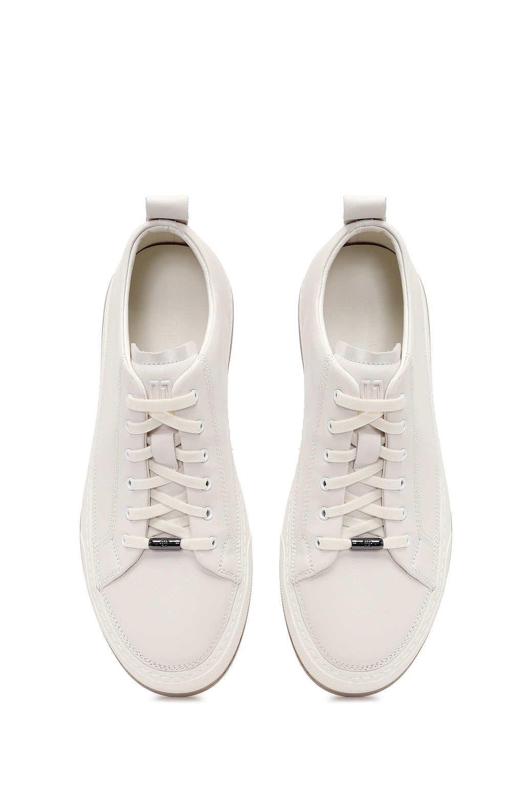 Erkek Beyaz Bağcıklı Deri Sneaker