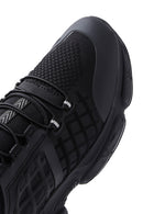 Men's Black Lace-up Thick-Sole Leather Sneaker | Derimod Men's Black Lace-up Thick-Sole Leather Sneaker | Derimod