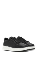 Erkek Siyah Bağcıklı Deri Sneaker | Derimod Erkek Siyah Bağcıklı Deri Sneaker | Derimod