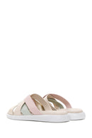 Women's Beige Leather Comfort Slippers | Derimod Women's Beige Leather Comfort Slippers | Derimod