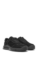 Erkek Siyah Bağcıklı Nubuk Deri Sneaker | Derimod Erkek Siyah Bağcıklı Nubuk Deri Sneaker | Derimod