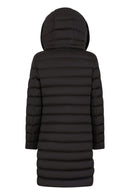 Geox Women's Black Bettanie Double Collar Hooded Fur Coat | Derimod Geox Women's Black Bettanie Double Collar Hooded Fur Coat | Derimod