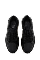 Men's Black Lace-Up Quilted Leather Casual Sneaker | Derimod Men's Black Lace-Up Quilted Leather Casual Sneaker | Derimod