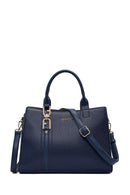 Woman Navy Long-Strap Classic Shoulder Bag | Derimod Woman Navy Long-Strap Classic Shoulder Bag | Derimod