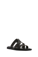 Women's Black Leather Slippers | Derimod Women's Black Leather Slippers | Derimod