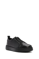 Erkek Siyah Bağcıklı Deri Sneaker | Derimod Erkek Siyah Bağcıklı Deri Sneaker | Derimod