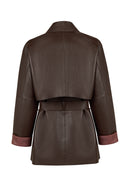 Beverly Woman Brown Zip Closure Shirt Collar Leather Trench Coat | Derimod Beverly Woman Brown Zip Closure Shirt Collar Leather Trench Coat | Derimod
