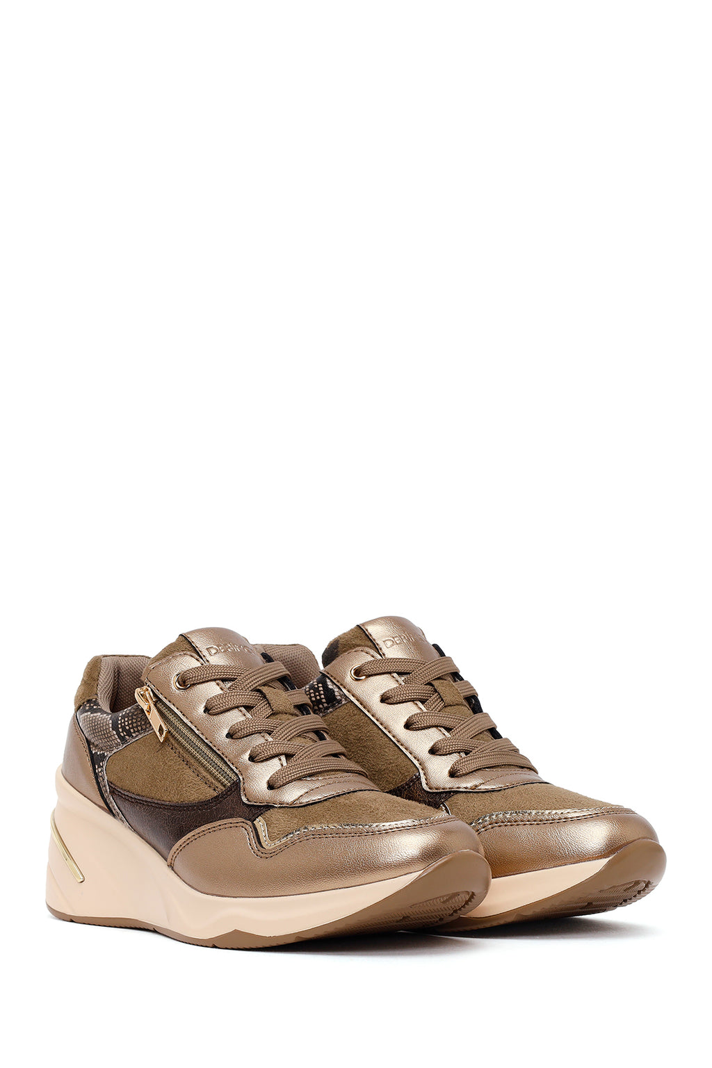 Kadın Vizon Bağcıklı Dolgu Topuklu Sneaker
