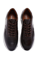 Erkek Kahverengi Bağcıklı Deri Sneaker | Derimod