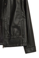 Veronik Woman Black Mandarin Collar Leather Jacket | Derimod Veronik Woman Black Mandarin Collar Leather Jacket | Derimod