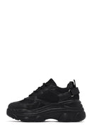 Woman Black Lace-Up Chunky Sneaker | Derimod Woman Black Lace-Up Chunky Sneaker | Derimod