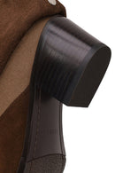 Woman Brown Chunky-Heel Suede Boots | Derimod Woman Brown Chunky-Heel Suede Boots | Derimod