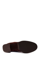 Woman Brown Zip Closure Chunky Heeled Suede Boots | Derimod Woman Brown Zip Closure Chunky Heeled Suede Boots | Derimod