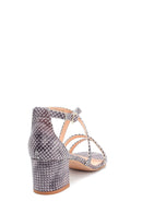 Women's Leather Snakeskin Detailed Heeled Sandals | Derimod Women's Leather Snakeskin Detailed Heeled Sandals | Derimod