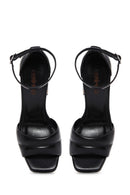 Kadın Siyah Deri Platform Topuklu Sandalet | Derimod