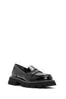 Kadın Siyah Rugan Deri Maskülen Loafer | Derimod Kadın Siyah Rugan Deri Maskülen Loafer | Derimod