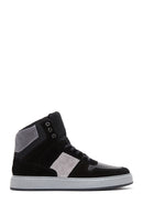 Men's Black Leather High Top Sneaker | Derimod Men's Black Leather High Top Sneaker | Derimod