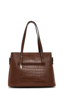 Woman Taba Long-Strap Crocodile-Embossed Shoulder Bag | Derimod Woman Taba Long-Strap Crocodile-Embossed Shoulder Bag | Derimod