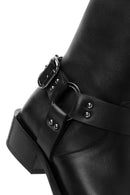 Women's Black Buckle Detailed Leather Cowboy Boots | Derimod Women's Black Buckle Detailed Leather Cowboy Boots | Derimod
