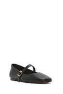 Women's Black Banded Leather Ballerinas | Derimod Women's Black Banded Leather Ballerinas | Derimod