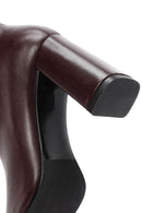 Kadın Bordo Fermuarlı Kalın Yüksek Topuklu Deri Bot | Derimod Kadın Bordo Fermuarlı Kalın Yüksek Topuklu Deri Bot | Derimod