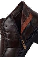 Male Brown Zip Closure Lace-Up Leather Casual Boots | Derimod Male Brown Zip Closure Lace-Up Leather Casual Boots | Derimod