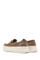 Kadın Vizon Kalın Tabanlı Süet Deri Loafer | Derimod Kadın Vizon Kalın Tabanlı Süet Deri Loafer | Derimod