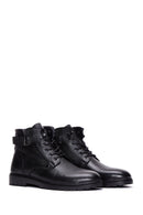 Men's Black Leather Zippered Boots | Derimod Men's Black Leather Zippered Boots | Derimod