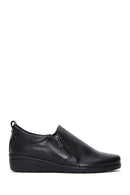 Women's Black Leather Wedge Heeled Comfort Shoes | Derimod Women's Black Leather Wedge Heeled Comfort Shoes | Derimod