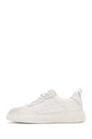 Men's White Lace-up Thick-Sole Leather Sneaker | Derimod Men's White Lace-up Thick-Sole Leather Sneaker | Derimod