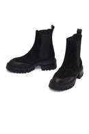 Woman Black Thick-Soled Suede Chelsea Boots | Derimod Woman Black Thick-Soled Suede Chelsea Boots | Derimod