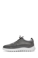 Men's Gray Lace-Up Leather Casual Sneaker | Derimod Men's Gray Lace-Up Leather Casual Sneaker | Derimod
