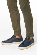 Geox Men's Navy Blue Affile Lace-Up Leather Sneaker | Derimod Geox Men's Navy Blue Affile Lace-Up Leather Sneaker | Derimod