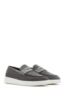 Erkek Gri Kalın Tabanlı Süet Deri Casual Loafer | Derimod Erkek Gri Kalın Tabanlı Süet Deri Casual Loafer | Derimod