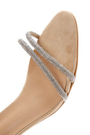 Women's Beige Stone Heeled Sandals | Derimod Women's Beige Stone Heeled Sandals | Derimod
