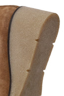 Woman Mink Lace-Up Wedge Suede Boots | Derimod Woman Mink Lace-Up Wedge Suede Boots | Derimod