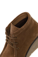 Woman Mink Lace-Up Wedge Suede Boots | Derimod Woman Mink Lace-Up Wedge Suede Boots | Derimod