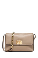 Geox Women Mink Liliane Chain Strap Leather Crossbody Bag | Derimod Geox Women Mink Liliane Chain Strap Leather Crossbody Bag | Derimod