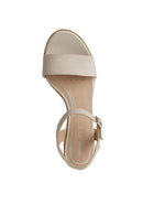 Geox Women Beige Aurely 50 Ankle Buckle Thick Heel Suede Leather Sandals | Derimod Geox Women Beige Aurely 50 Ankle Buckle Thick Heel Suede Leather Sandals | Derimod