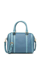 Geox Women Blue Zene S Long Strap Patterned Leather Shoulder Bag | Derimod Geox Women Blue Zene S Long Strap Patterned Leather Shoulder Bag | Derimod