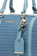 Geox Women Blue Zene S Long Strap Patterned Leather Shoulder Bag | Derimod Geox Women Blue Zene S Long Strap Patterned Leather Shoulder Bag | Derimod