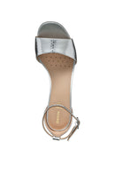 Geox Women Silver New Eraklia 80 Ankle Buckle Thick Heeled Metallic Leather Shoe | Derimod Geox Women Silver New Eraklia 80 Ankle Buckle Thick Heeled Metallic Leather Shoe | Derimod